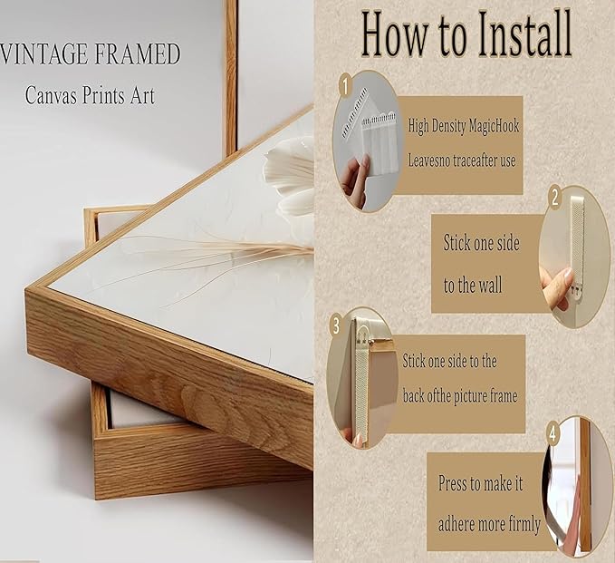 Framed 3D Textured 3Pcs Neutral Beige Floral Botanical Canvas Wall Art Modern Simple Texture Flower Plant Painting Picture Wall Decor Vintage Blossom Poster Print Artwork for Living Room Bedroom Bathroom