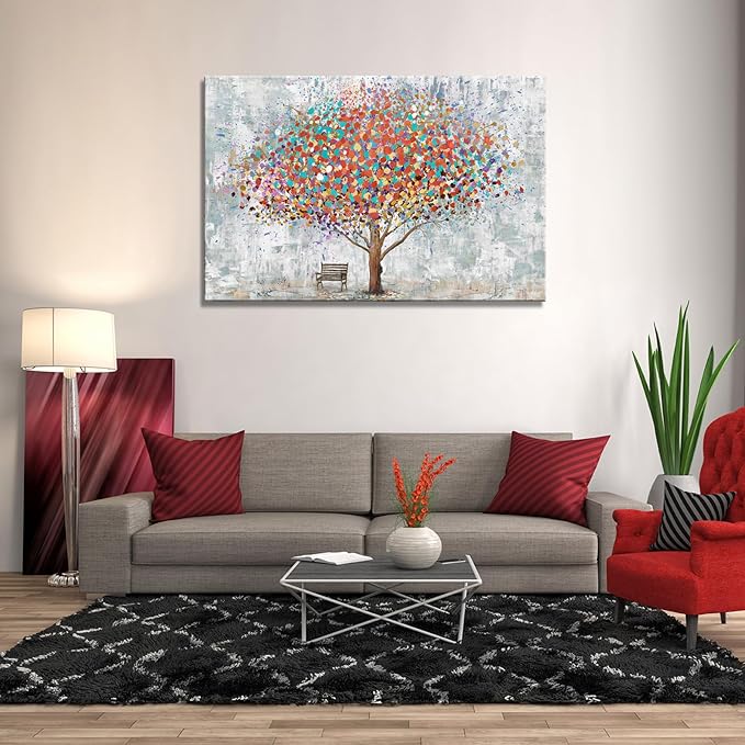DZL Art H71181 Tree Wall Art Canvas Prints Wall Art Abstract Colorful Tree Painting Landscape Modern Artwork for Living Room Bedroom Office Home Wall Decoration Decor