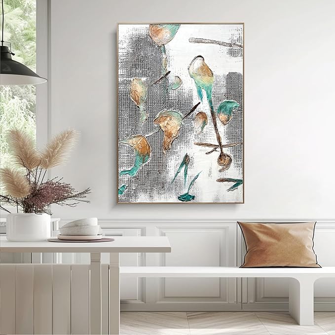 BrightA Large-scale hand-painted wall artworks in natural colors. Large-sized texture-based abstract decorations. Suitable for sofa background walls in living rooms, bedhead walls in bedrooms, corridors, and exhibition hall decorations 35.4"x51.2"