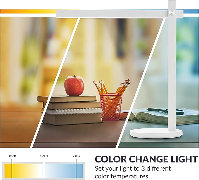 Newhouse Lighting Adonis White Metal Dimmable and Adjustable Color Temperature Energy-Efficient Modern LED Desk Lamp with Built-in Wireless Phone Charger