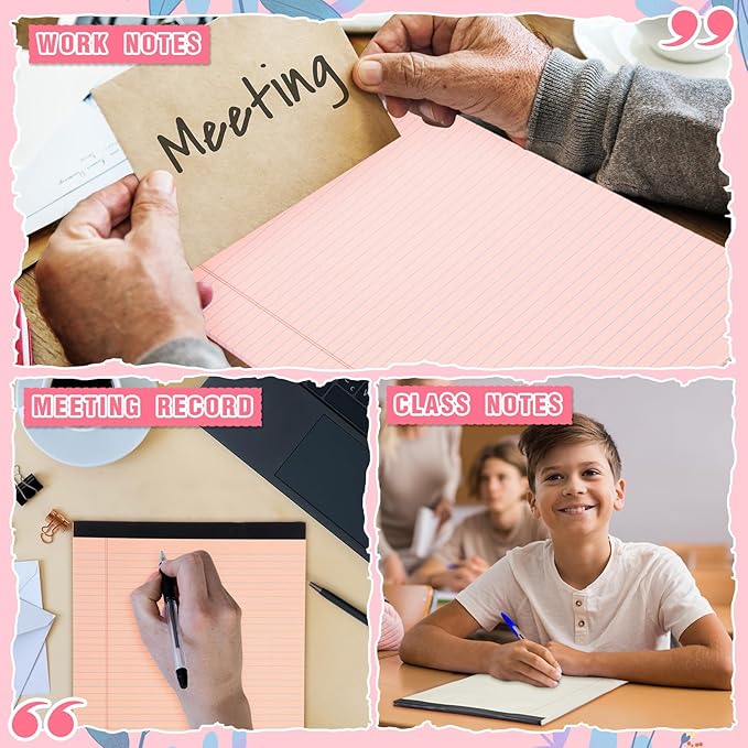 Fuutreo 8 Pcs 8.5'' x 11'' Colored Legal Pad 50 Sheets Per Writing Pads Narrow Ruled Notepad Perforated Writing Notepad Office Supplies for College Office Business (Sweet Color)