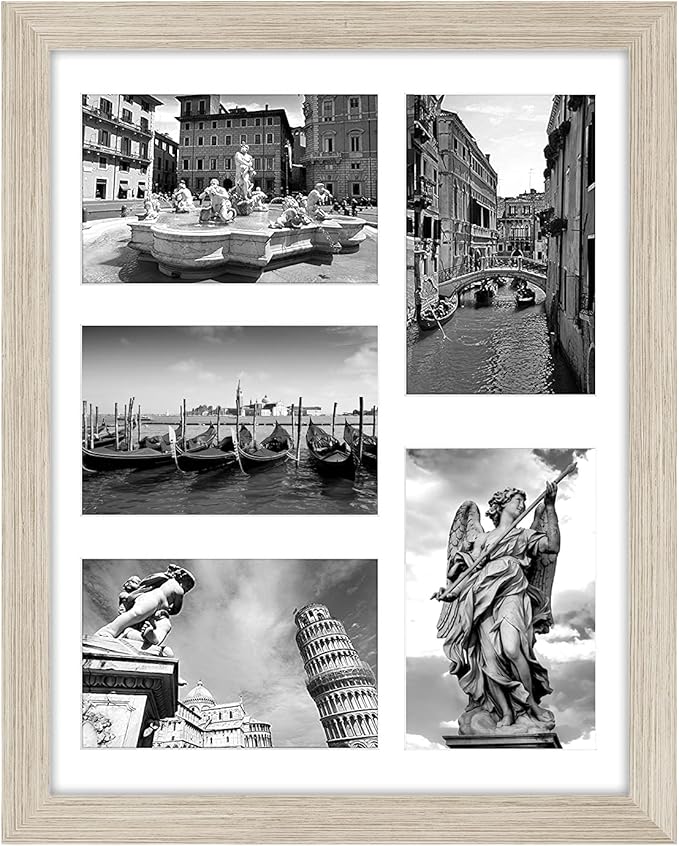 Americanflat 4x6 Collage Picture Frame with Shatter-Resistant Glass - Fits Five 4x6 Photos or Use as One 11x14 Picture Frame - Signature Collection - Collage Frames for Wall Display - Driftwood