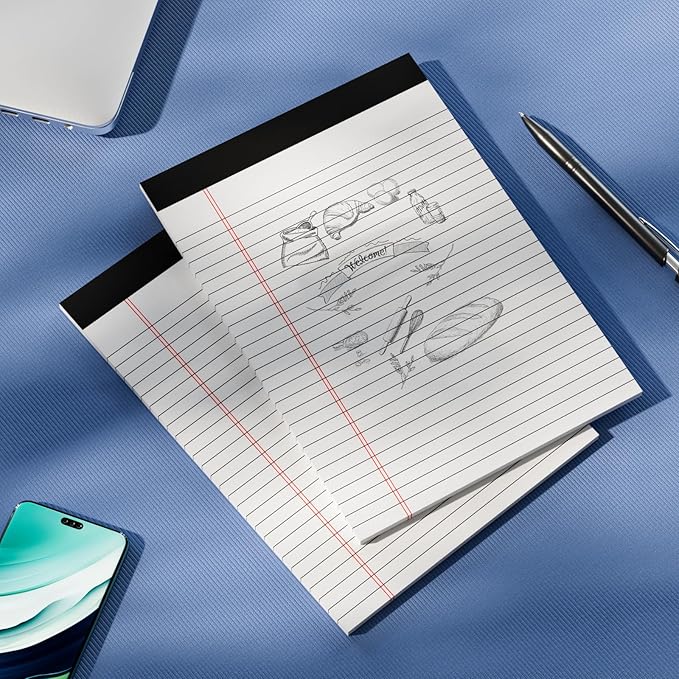 Legal Pads 8.5 x 11 Writing Pads, 3 Pack Note Pads 8.5 x 11 Wide Ruled Pads of Paper, Micro Perforated Notepad 8.5'' x 11'' Lined Paper Pads, Thickness Paper with Strong Cardboard, 30 Sheets per Pad