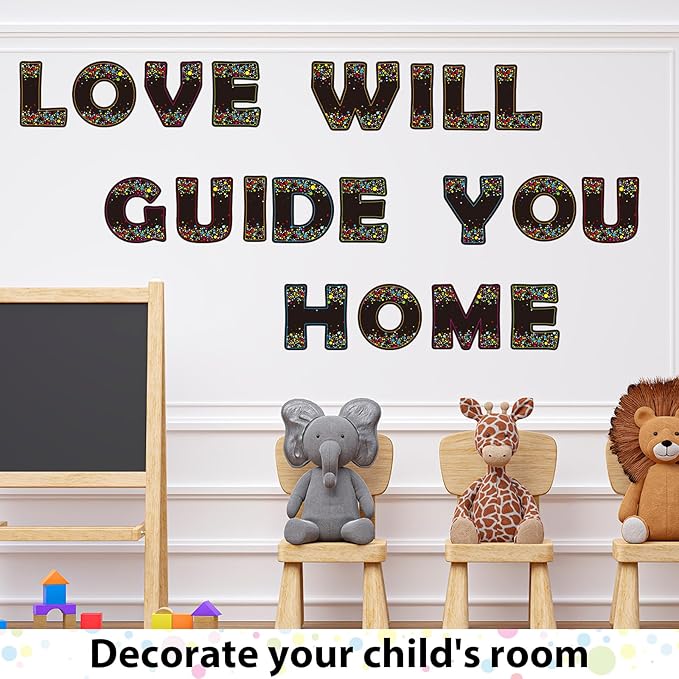 150 PCS Large 7" Bulletin Board Letters Set,Black Confetti Classroom Alphabet Cutout Letter for Bulletin Board Display Home School, A Great Helper to Inspire Students' Learning Interest