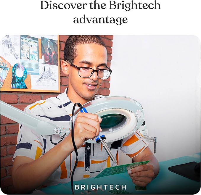 Brightech LightView Pro Magnifying Glass with Light and Stand, Magnifying Floor Lamp with a 6-Wheel Rolling Base for Facials, Lash Estheticians, Dimmable LED Work Light for Sewing, Crafts
