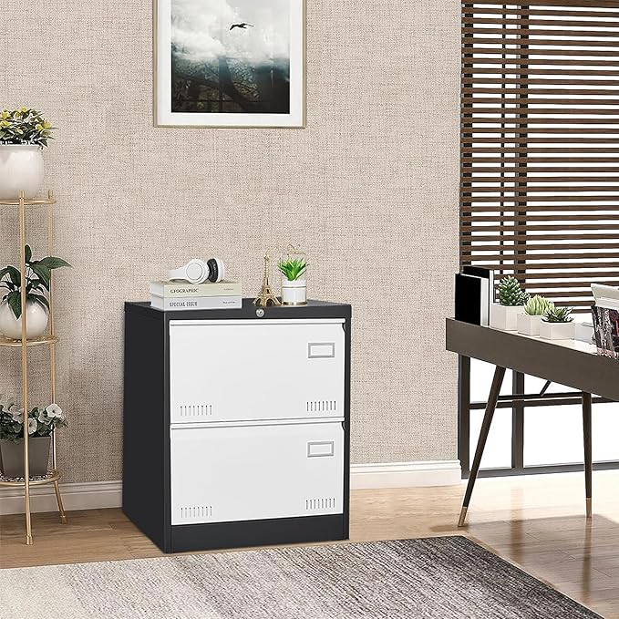 GREATMEET Lateral File Cabinet,Lateral File Cabinet 2 Drawer with Lock,Metal Lateral File Cabinets for Home Office,2 Drawer Lateral Filing Cabinet for Legal/Letter/A4/F4