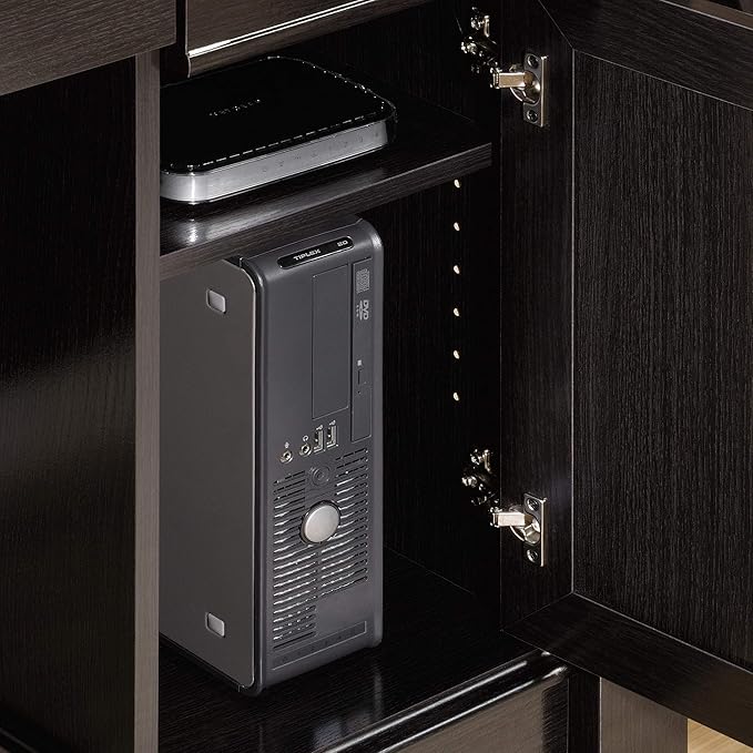 Sauder Palladia L Shaped Desk with Drawers, Office Desk with File Cabinet Storage, Cable Management, Keyboard Tray, in Wind Oak Finish