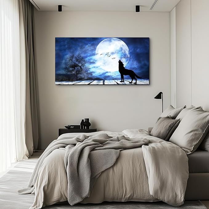 Canvas Wall Art For Bedroom Wall Decoration For Living Room Large Size Luminous Scenery Wolf Wall Decor Pictures Artwork Painting Modern Office Canvas Art Prints Room Decor Ready To For Home Decor