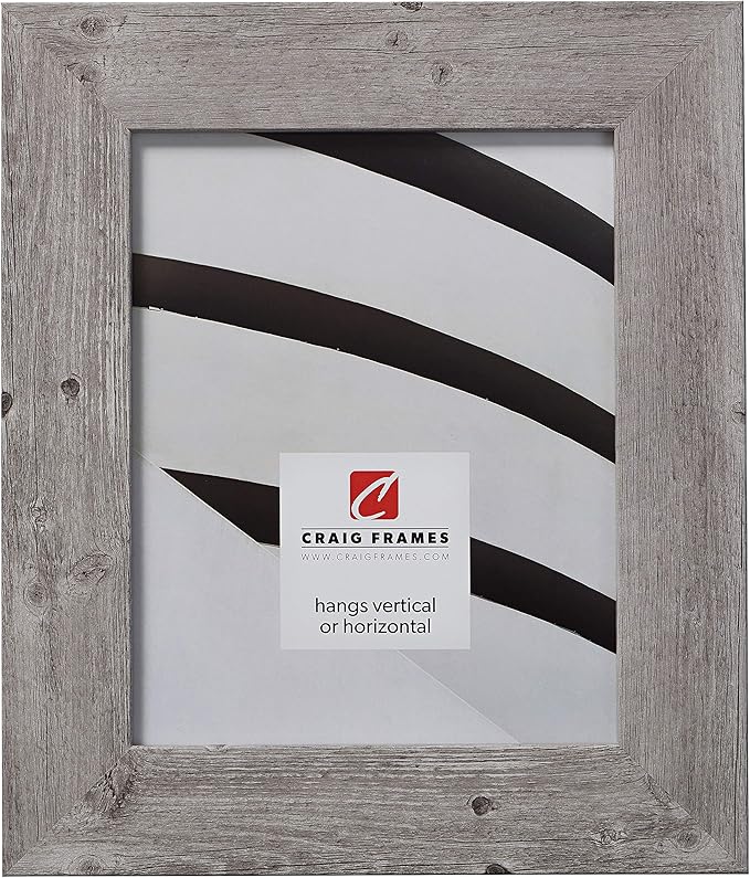 Craig Frames American Barn, Faux Barnwood Picture Frame, Light Grey Oak, 24 x 36 Inch