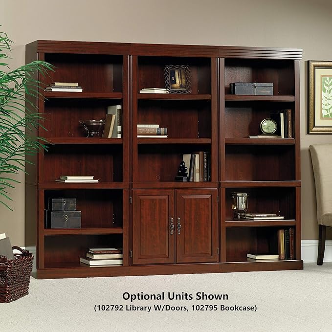 Sauder Heritage Hill Library With Doors/ Book shelf, Classic Cherry finish