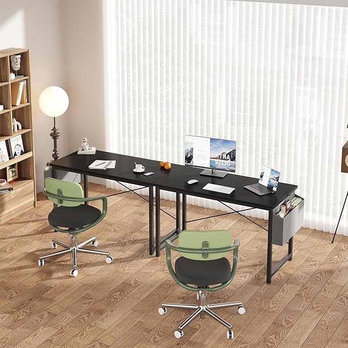 OLIXIS Computer Desk 47 Inch Home Office Desks for Small Spaces, Gaming Writing Study Work Table with Storage Bag for Bedroom, Black