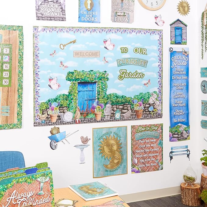 Eureka Curiosity Garden Stone Wall Decorative Classroom and Bulletin Board Trim for Teachers, 2.25" Wide, 12 Strips for 37 Total Feet