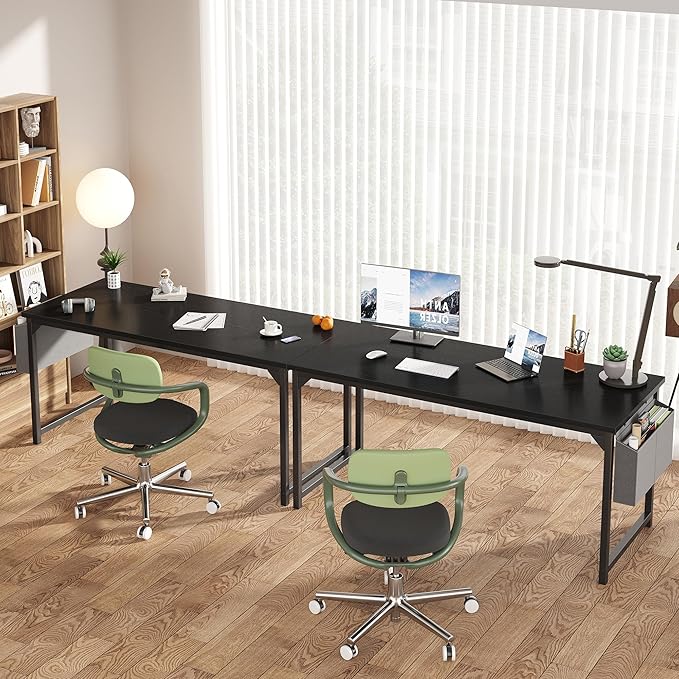 OLIXIS Computer Desk 63 Inch Home Office Desks for Small Spaces, Gaming Writing Study Work Table with Storage Bag for Bedroom, Black