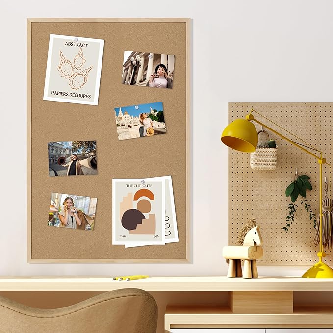 Cork Board Bulletin Board,36x24 Cork Board for Office with Pin Oak Wood Boards,Message Board or Vision Board Decoration.