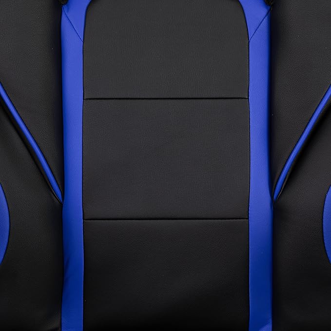 Flash Furniture X40 Gaming Chair Racing Ergonomic Computer Chair with Fully Reclining Back/Arms, Slide-Out Footrest, Massaging Lumbar - Black/Blue