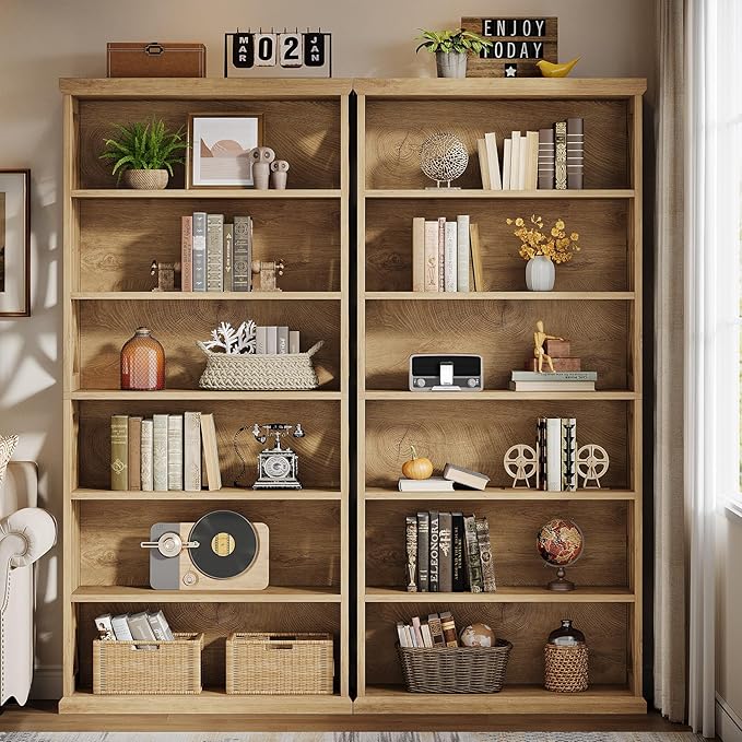 Tribesigns 6-Tier Bookshelf, 71 Inches Tall Freestanding Bookcase, Large Industrial Bookshelves Display Shelves, Wooden Book Shelf for Home Office, Living Room, Bed Room, Natural