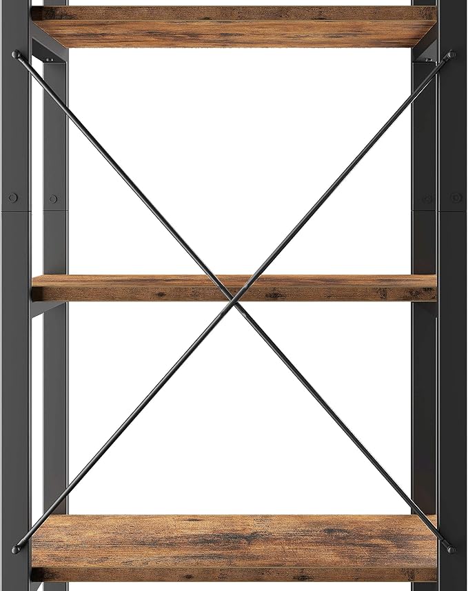 IRONCK Bookshelf, 5-Tier Book Shelf, 110 lbs/Shelf Vintage Industrial Style Bookshelves for Living Room and Home Office, Vintage Brown