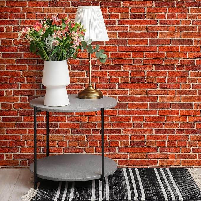 Tenceur Wrapping Paper Roll Bulletin Board Borders Paper Fade Resistant Decorative(24 Inch X 100ft,Vintage Red Brick Style)