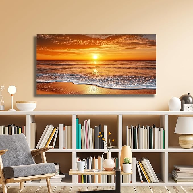 Yuaxker Beach Wall Art Modern Minimalist Wall Prints Aesthetic Artwork for Living Room Bedroom Dining Room Office Home Decor 24x48inch