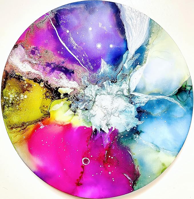 Alcohol Ink Synthetic Paper & Watercolor - Non-Absorbent, Heavy Weight & Tear Resistant - Forgiving - Many Inks Wipe Off Clean for Easy Reuse On White - White EVO Circle 10 Inch (10 Sheets)