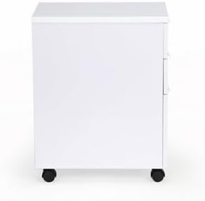 NBF Esquire 16" W Office Files Pedestal Cabinet - 3 Drawer File Cabinet with Lock - Mahogany Laminate Office Filing Cabinets - Modern Mobile File Cabinet Document Storage (22" D x 28" H, White)