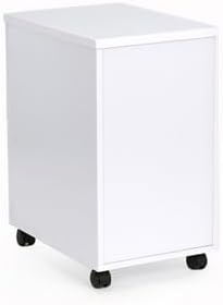 NBF Esquire 16" W Office Files Pedestal Cabinet - 3 Drawer File Cabinet with Lock - Mahogany Laminate Office Filing Cabinets - Modern Mobile File Cabinet Document Storage (22" D x 28" H, White)