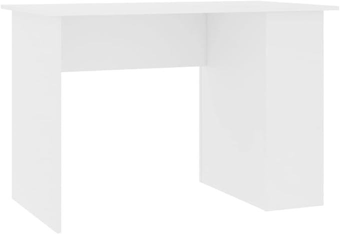 Modern Writing Desk Table with 2 Shelves, Study Computer Desk for Home, White 43.3"x23.6"x28.7" Engineered Wood