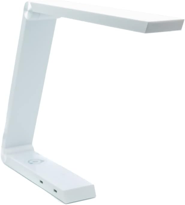 Modern LED Desk Lamp with Dimmable Light Control Wireless Charging and 2 USB Ports for Home Office Dorms Bedroom Reading Light (White)