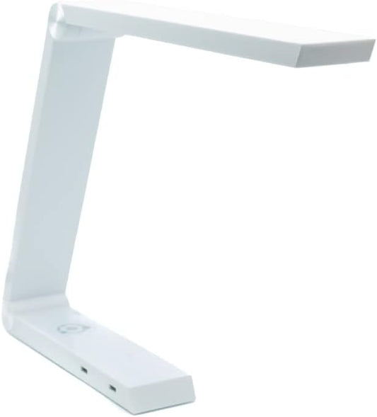 Modern LED Desk Lamp with Dimmable Light Control Wireless Charging and 2 USB Ports for Home Office Dorms Bedroom Reading Light (White)