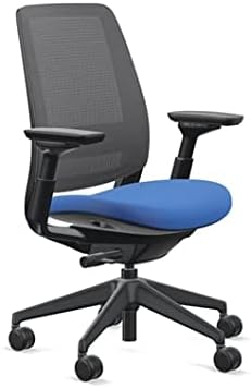 Steelcase Series 2 Office Chair, Black Frame and 3D Microknit Back, Wheels for Hard Flooring, Cogent Fabric (Royal Blue)