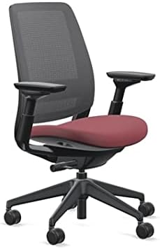 Steelcase Series 2 Office Chair, Black Frame and 3D Microknit Back, Wheels for Hard Flooring, Cogent Fabric (Merlot)