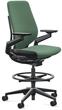Steelcase Gesture 442 Stool Chair - Cogent: Connect Lizard Fabric, Wrapped Back, Light on Light Frame, Wheels for Hard Flooring