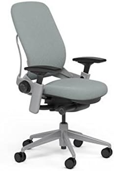 Steelcase Leap Desk Chair in Buzz2 Alpine Fabric - Highly Adjustable Arms - Platinum Frame and Base - Standard Carpet Casters