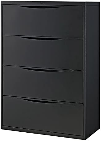 Global Industrial 36" W Premium Lateral File Cabinet, 4 Drawer, Black