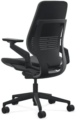 Steelcase Gesture Office Chair - Cogent: Connect Graphite Fabric, Medium Seat Height, Shell Back, Black on Black Frame, Lumbar Support, and Hard Floor Casters
