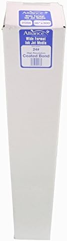 Alliance Wide Format Paper 36" x 300" High Resolution Ink Jet Media Coated Bond Rolls 96 Bright with 2" core For Aqueous and Latex Printers. 1 Roll per Carton 24 LB