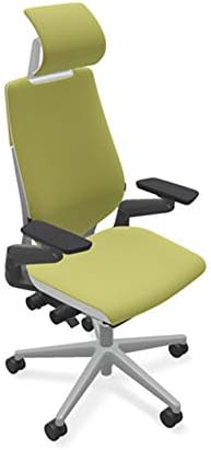 Steelcase Gesture Office Desk Task Chair with Headrest Plus Lumbar Support Cogent Connect Wasabi Green Fabric Low Platinum Light Frame (Light/Light)