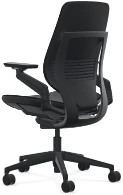 Steelcase Gesture Office Chair - Era Onyx Fabric, High Seat Height, Shell Back, Black on Black Frame, Lumbar Support, and Standard Carpet Casters
