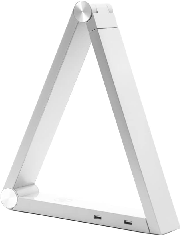 Modern LED Desk Lamp with Dimmable Light Control Wireless Charging and 2 USB Ports for Home Office Dorms Bedroom Reading Light (White)