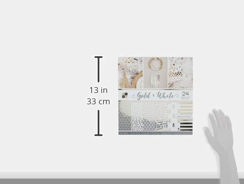 Die Cuts With a View Card Stock, Gold & White Premium Printed Cardstock Stack-12x12, Crafts Sheets Holographic Foil Double Sided Printed Cardstock Cardstock For Crafts Cardstock For Scrapbooking