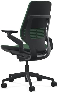 Steelcase Gesture Office Chair - Cogent: Connect Lizard Fabric, Medium Seat Height, Shell Back, Black on Black Frame, Lumbar Support, and Hard Floor Casters