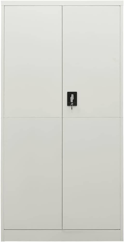 vidaXL Locker Cabinet, Lockable File Cabinet with 2 Doors and 4 Shelves, Locking Cabinets for Office Home Gym School, Industrial, Light Gray Steel
