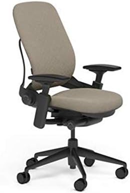 Steelcase Leap Desk Task Chair in Buzz2 5G51 Sable Fabric - 4-Way Highly Adjustable Arms - Black Frame and 7" Tall Seat Height Base - Soft Dual Wheel Hard Floor Casters
