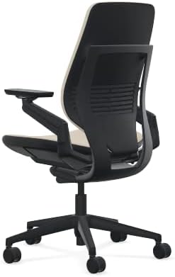 Steelcase Gesture Office Chair - Era Oatmeal Fabric, Medium Seat Height, Shell Back, Black on Black Frame, Lumbar Support, and Hard Floor Casters