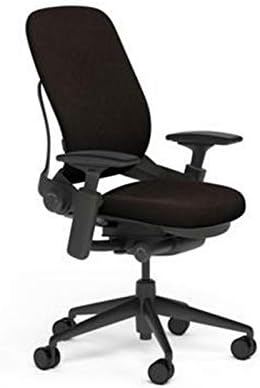 Steelcase Leap Desk Task Chair in Buzz2 5G58 Chocolate Fabric - 4-Way Highly Adjustable Arms - Black Frame and 7" Tall Seat Height Base - Standard Carpet Casters