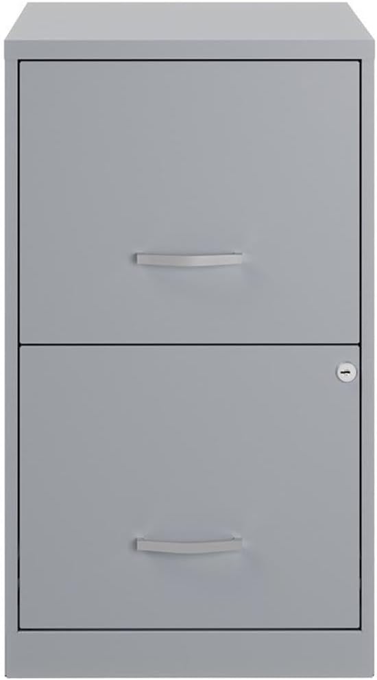 Scranton & Co Set of 2 18" D 2-Drawers Metal File Cabinet in Gray/Platinum