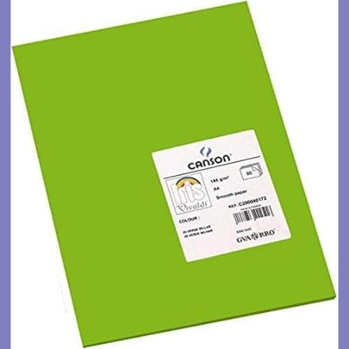 Canson Iris Vivaldi A4 185 GSM Smooth Colour Paper - Bright Green (Pack of 50 Sheets)