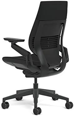 Steelcase Gesture Office Chair - Buzz2 Black Upholstered Wrapped Back Black Frame Medium Seat Black Seat/Back/Arms Hard Floor Caster Wheels