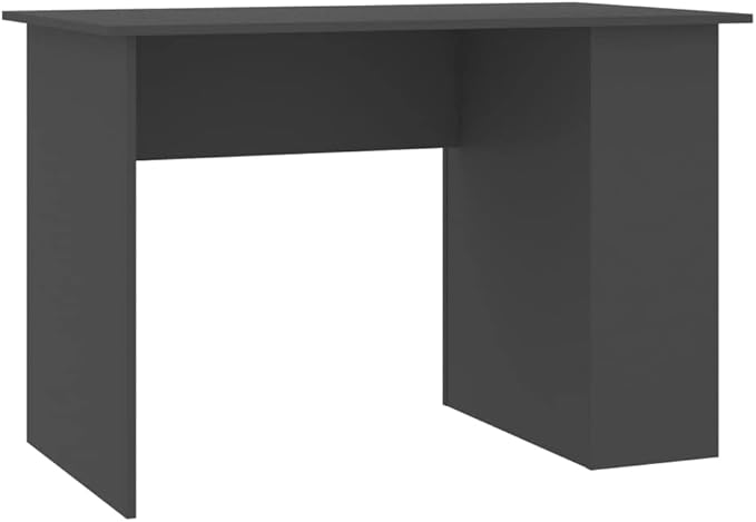 Modern Writing Desk Table with 2 Shelves, Study Computer Desk for Home, Gray 43.3"x23.6"x28.7" Engineered Wood