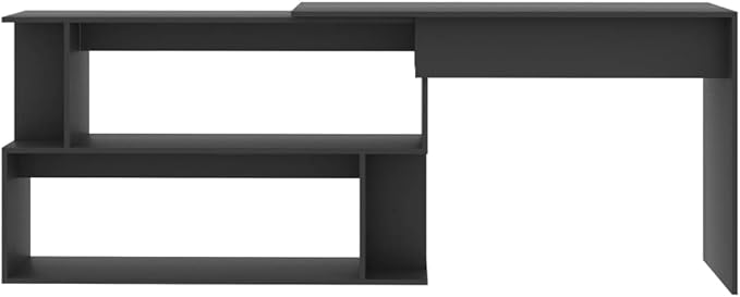 Rotatable Corner Desk Modern Writing Computer Desk, Home Office Desk Writing Study Table PC Desk Workstation for Bedroom, Gray 78.7"x19.7"x29.9" Engineered Wood(G)